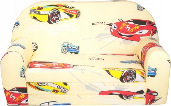 Kinder Slaapbank en logeerbed in één - 85cm x 60cm - Auto&amp;#x27;s beige