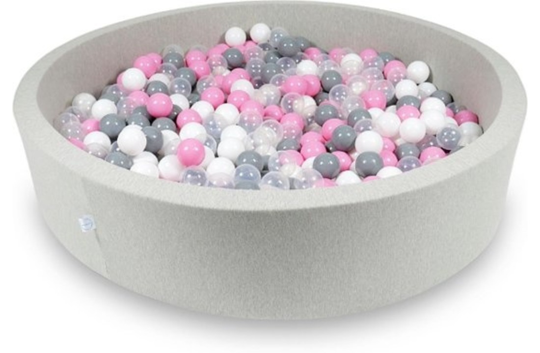 Ballenbak - 600 ballen - 130 x 30 cm - ballenbad - rond licht grijs