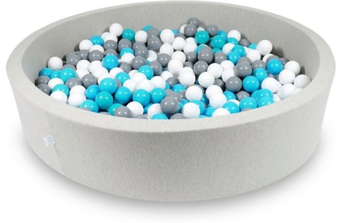 Ballenbak - 600 ballen - 130 x 30 cm - ballenbad - rond licht grijs