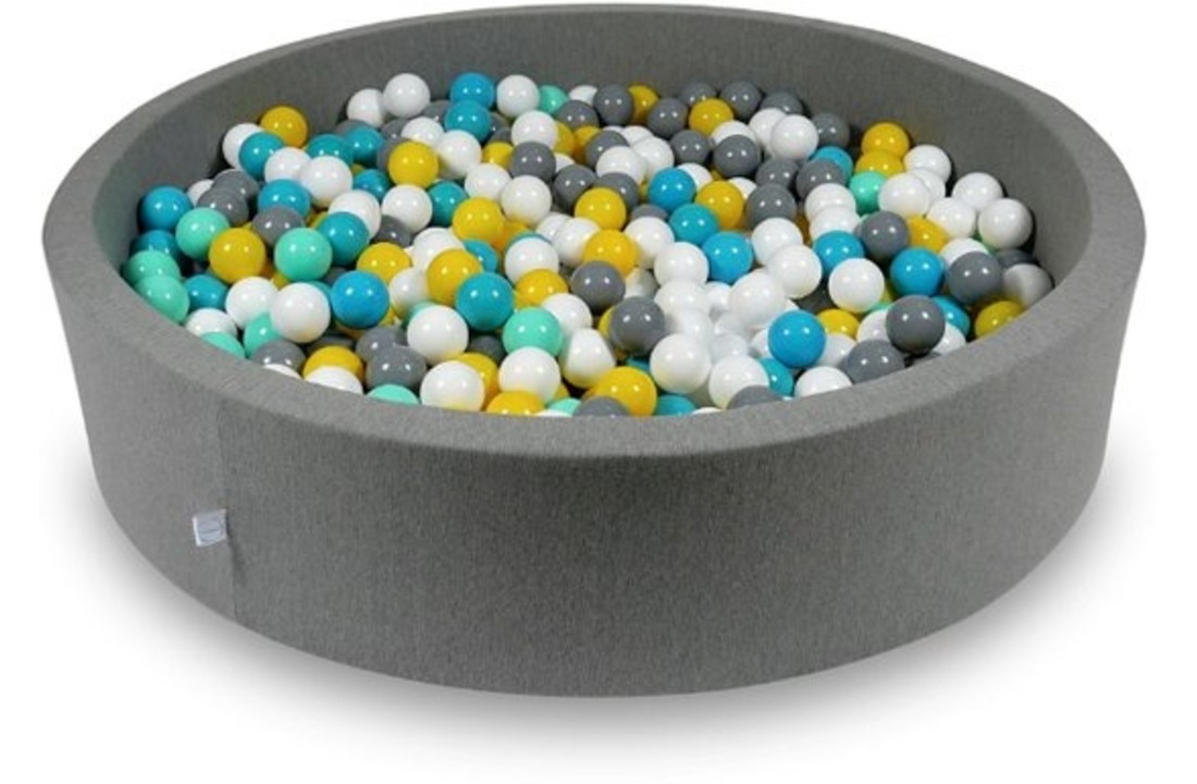 Ballenbak - 600 ballen - 130 x 30 cm - ballenbad - rond donker grijs