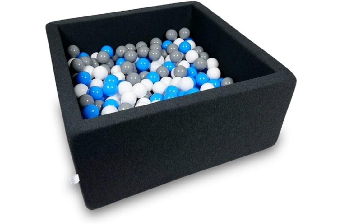 Ballenbak - grafiet - 400 ballen blauw, wit & grijs - 90x90x40 cm