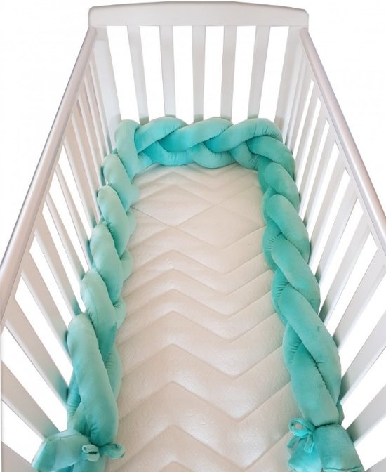 Bedbumper bedomrander - 280 cm lang - Gevlochten - Groen