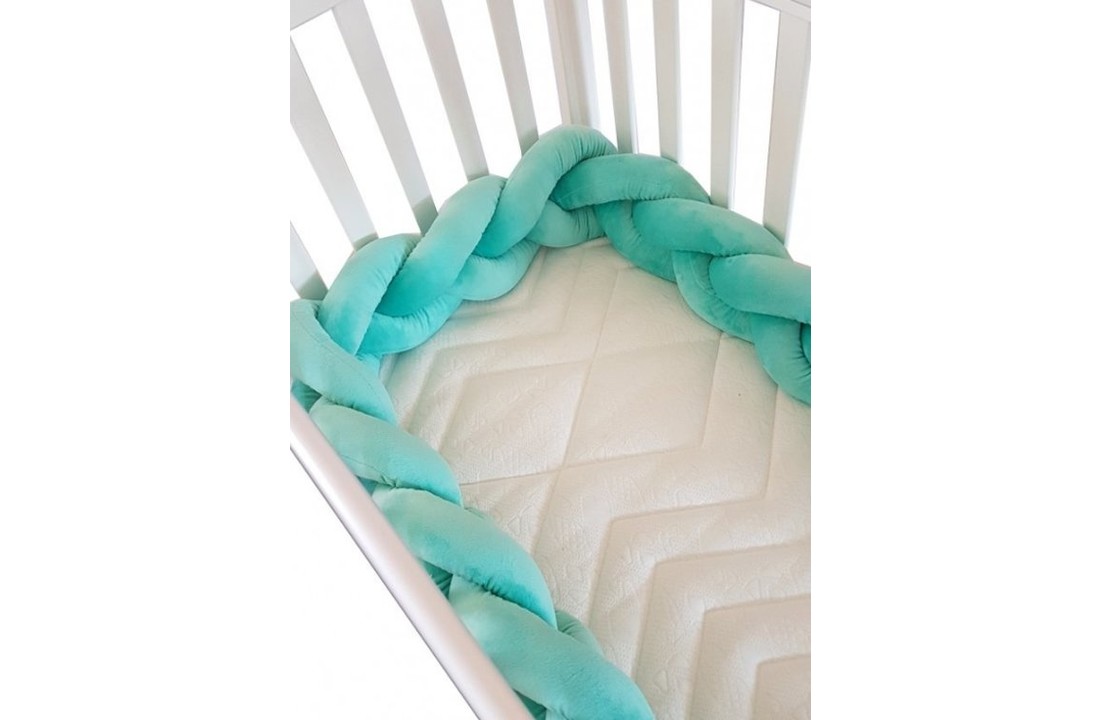 Bedbumper bedomrander - 280 cm lang - Gevlochten - Groen