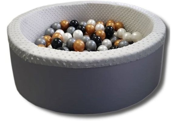 Ballenbad met 200 ballen - Wasbare hoes - 90x30 cm - Grijs / Wit