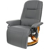 Fauteuil met massage, verwarming en voetensteun - grijs kunstleer