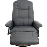 Fauteuil met massage, verwarming en voetensteun - grijs kunstleer