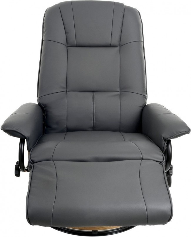 Fauteuil met massage, verwarming en voetensteun - grijs kunstleer