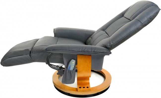 Fauteuil met massage, verwarming en voetensteun - grijs kunstleer