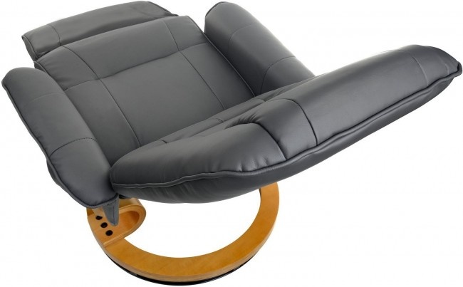 Fauteuil met massage, verwarming en voetensteun - grijs kunstleer