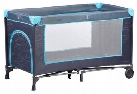 Reisbedje met klamboe zijkanten - opvouwbaar - blauw