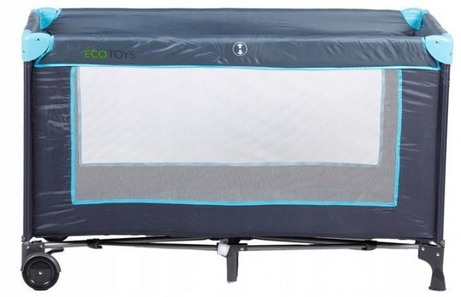 Reisbedje met klamboe zijkanten - opvouwbaar - blauw