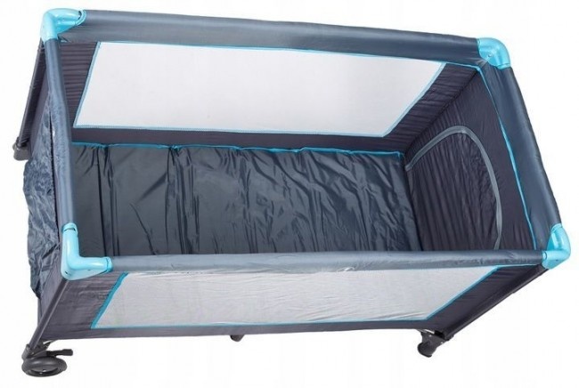 Reisbedje met klamboe zijkanten - opvouwbaar - blauw