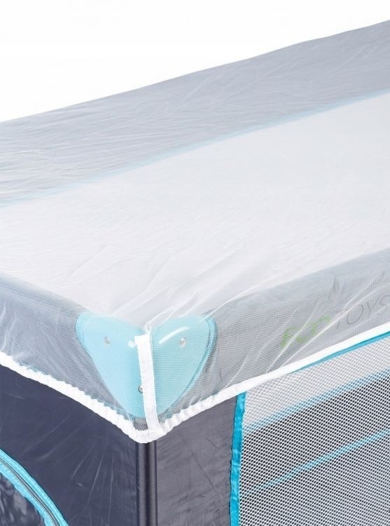 Reisbedje met klamboe zijkanten - opvouwbaar - blauw