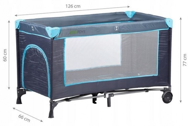 Reisbedje met klamboe zijkanten - opvouwbaar - blauw