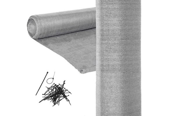 Zichtbreeknet - schaduwnet rol - 90 procent - 1.5 x 50 m - schermgaas zon - privacynet - grijs - incl. montageset - tuin