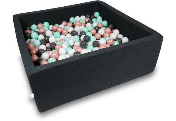 Ballenbak - 600 ballen - 110 x 110 cm - ballenbad - vierkant zwart