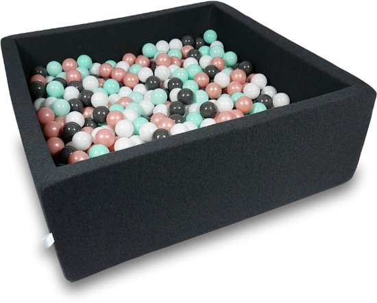 Ballenbak - 600 ballen - 110 x 110 cm - ballenbad - vierkant zwart