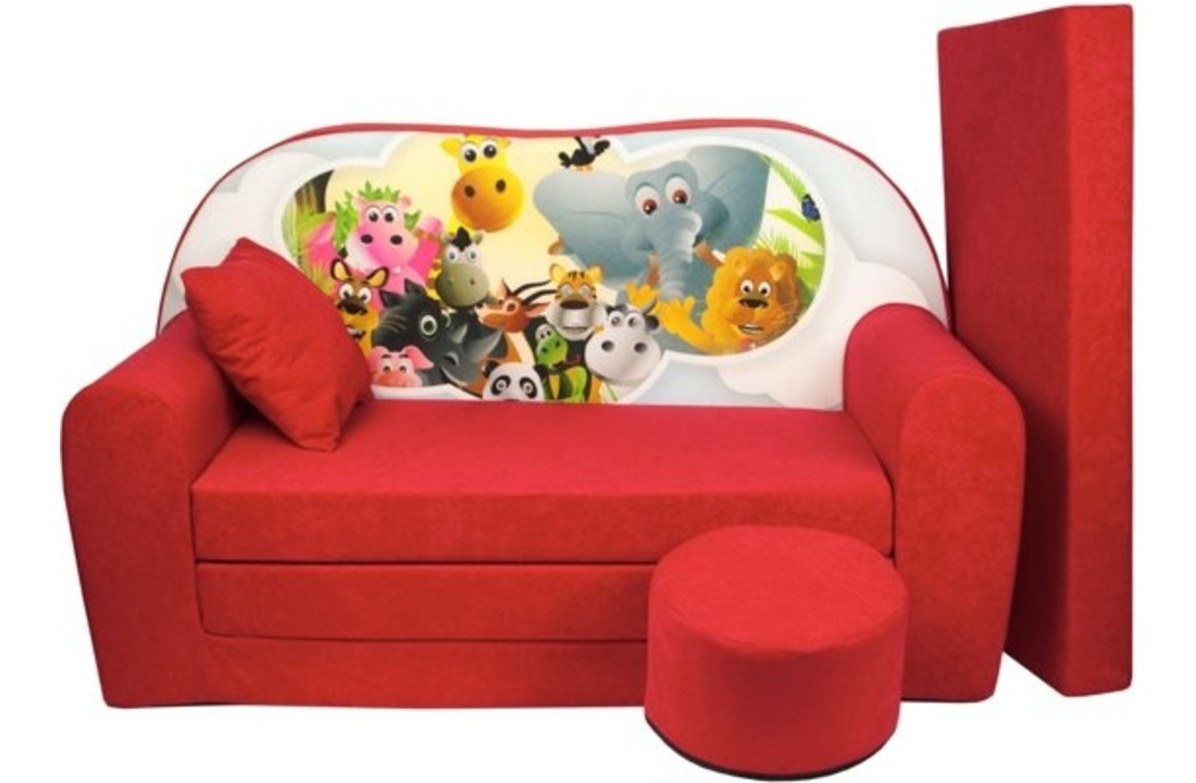 Kinder slaapbank set - logeermatras - sofa - 170 x 100 x 8 - slaapbank - rood - Madagaskar