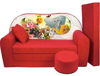 Kinder slaapbank set - logeermatras - sofa - 170 x 100 x 8 - slaapbank - rood - Madagaskar