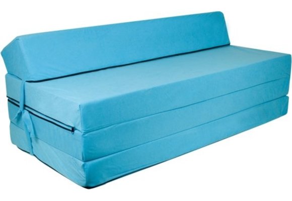 Opvouwbaar matras met hoofdkussen - Wasbare hoes - 200cm x 120cm x 10cm - Blauw