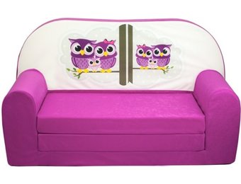 Kinder slaapbank - sofa - roze - logeermatras - 85 x 60 - uil