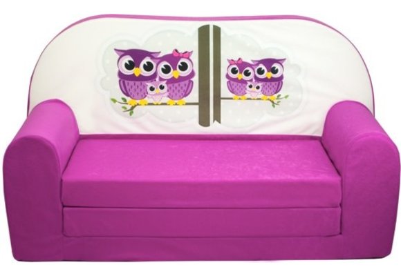 Kinder slaapbank - sofa - roze - logeermatras - 85 x 60 - uil