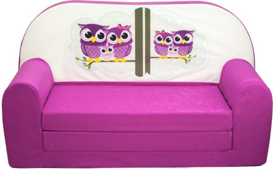 Kinder slaapbank - sofa - roze - logeermatras - 85 x 60 - uil