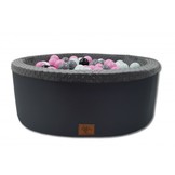 Ballenbak met 200 ballen - roze, wit, grijs & zwart - 90 cm diameter - grafiet