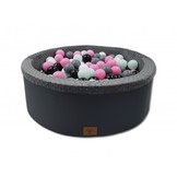 Ballenbak met 200 ballen - roze, wit, grijs & zwart - 90 cm diameter - grafiet