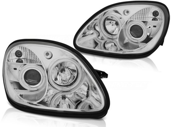 Koplampen dual halo rims MERCEDES R170 SLK 04 96-04 ANGEL EYES CHROOM