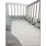 Bedbumper grijs - 280 cm lang - gevlochten - bedomrander voor ledikant