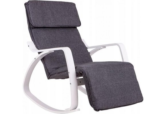 Schommelstoel met verstelbare voetsteun - grijs & wit