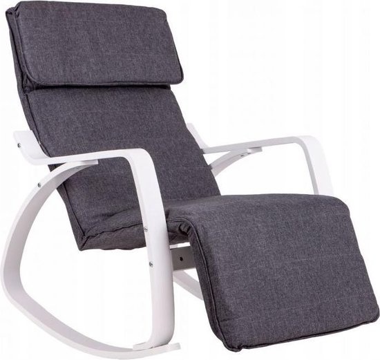 Schommelstoel met verstelbare voetsteun - grijs & wit