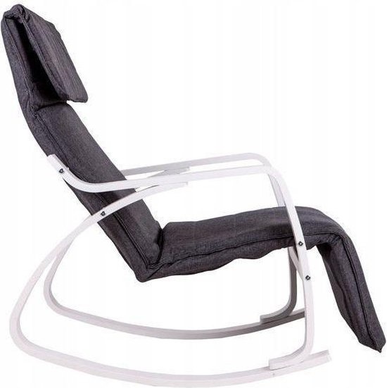 Schommelstoel met verstelbare voetsteun - grijs & wit