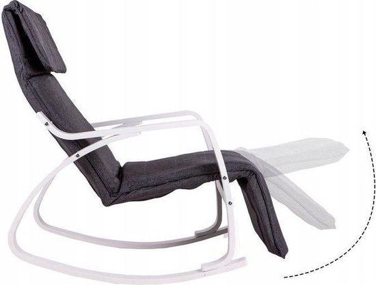 Schommelstoel met verstelbare voetsteun - grijs & wit