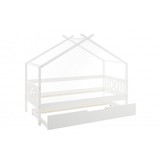 Huisbed kinderbed 90x200 cm grenenhout wit met logeerbed bodem