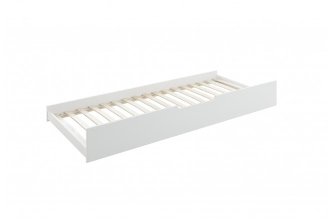 Huisbed kinderbed 90x200 cm grenenhout wit met logeerbed bodem