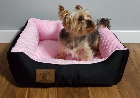 Hondenmand - S - kleine hond - 50 x 40 cm - roze minky dot - hondenbed
