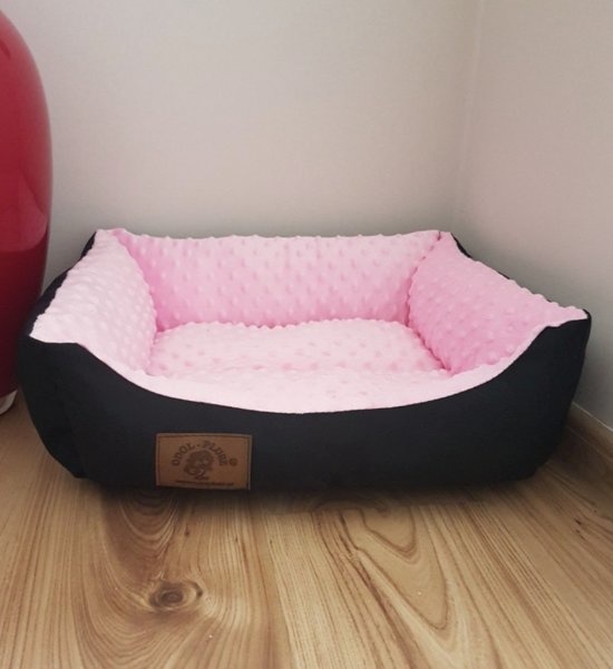Hondenmand - S - kleine hond - 50 x 40 cm - roze minky dot - hondenbed
