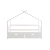 Huisbed kinderbed 90x200 cm grenenhout wit met 2 opberglades