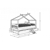 Huisbed kinderbed 90x200 cm grenenhout wit met 2 opberglades
