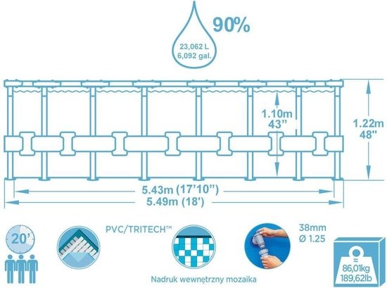 Bestway Steel Pro Max XL - 549x122 cm - inclusief heel veel accessoires