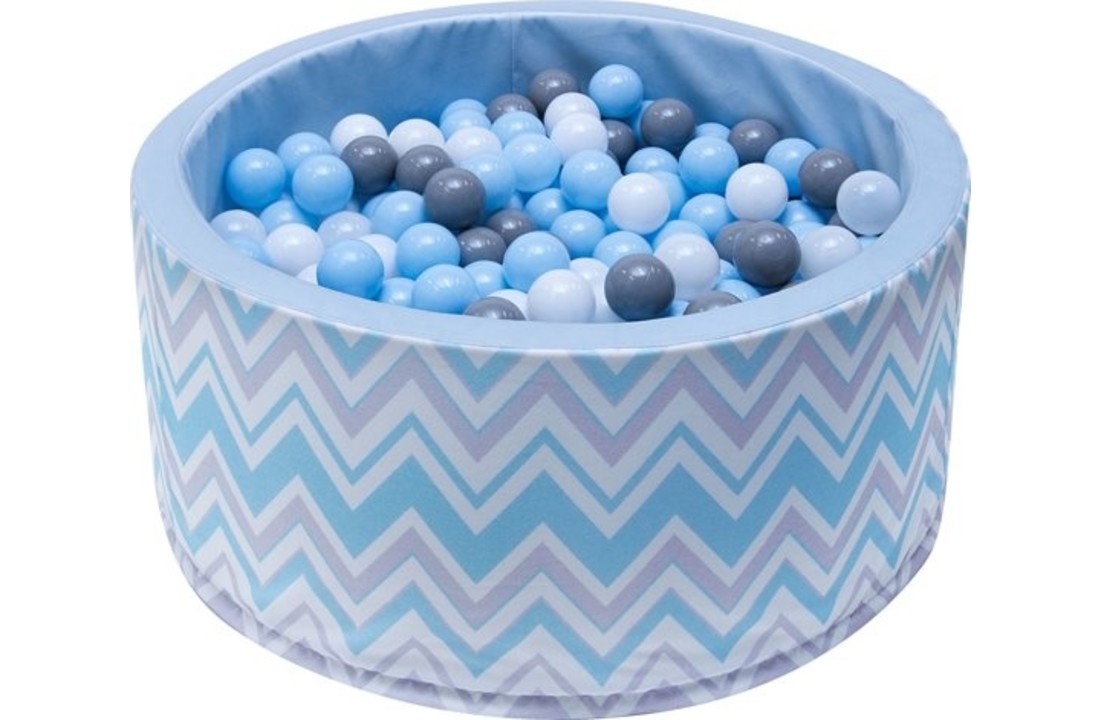 Ballenbak - stevige ballenbad -90 x 40 cm - 200 ballen Ø 7 cm - blauw, wit, grijs en zwart