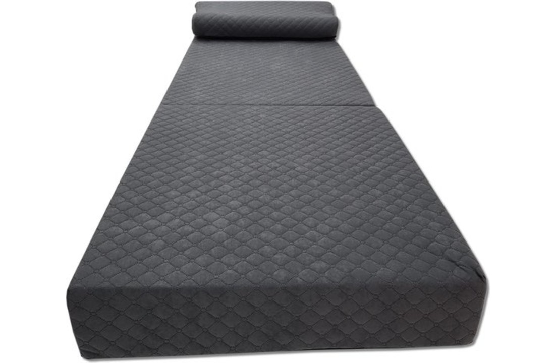 straal Fabriek Plaats Luxe logeermatras met hoofdkussen- grafiet camping matras zitbank  opvouwbaar 200x70x15 cm - Vikingchoice.nl
