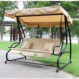 Schommelbank - tuinschommel - met klapbare rugleuning - beige