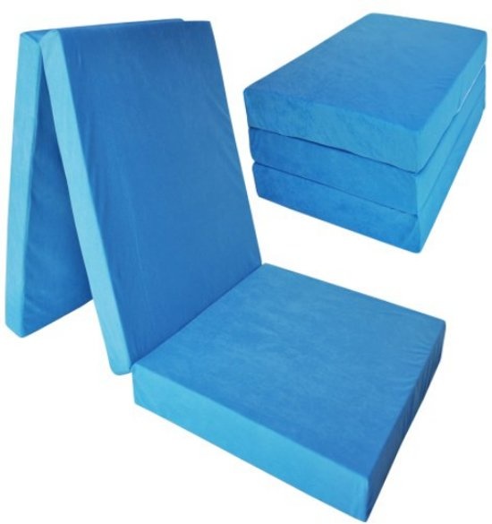 Logeermatras extra dik - blauw - camping matras - reismatras - opvouwbaar matras - 195 x 70 x 15