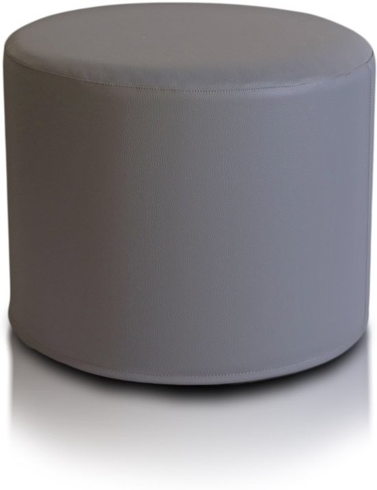 Poef - kunstleer - grijs - 43cm x 53cm - geschikt als bijzettafel
