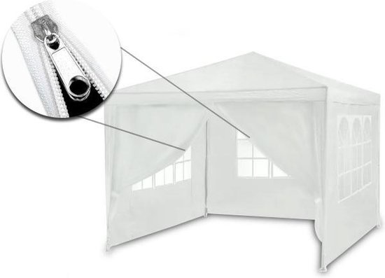 Luxe partytent - 3x3 meter - met wand & dakbekleding - wit