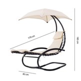 Schommelstoel tuin met parasol - beige