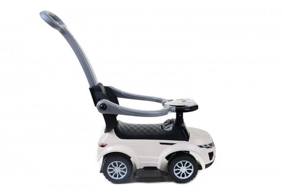 Loopauto met duwstang - wit- met uitvalbeveiliging